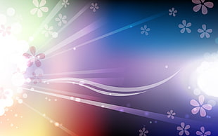 white, blue, and pink floral digital wallpaper